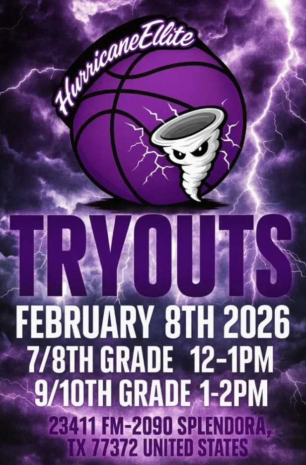 Hurricane Elite Basketball Tryout Flyer