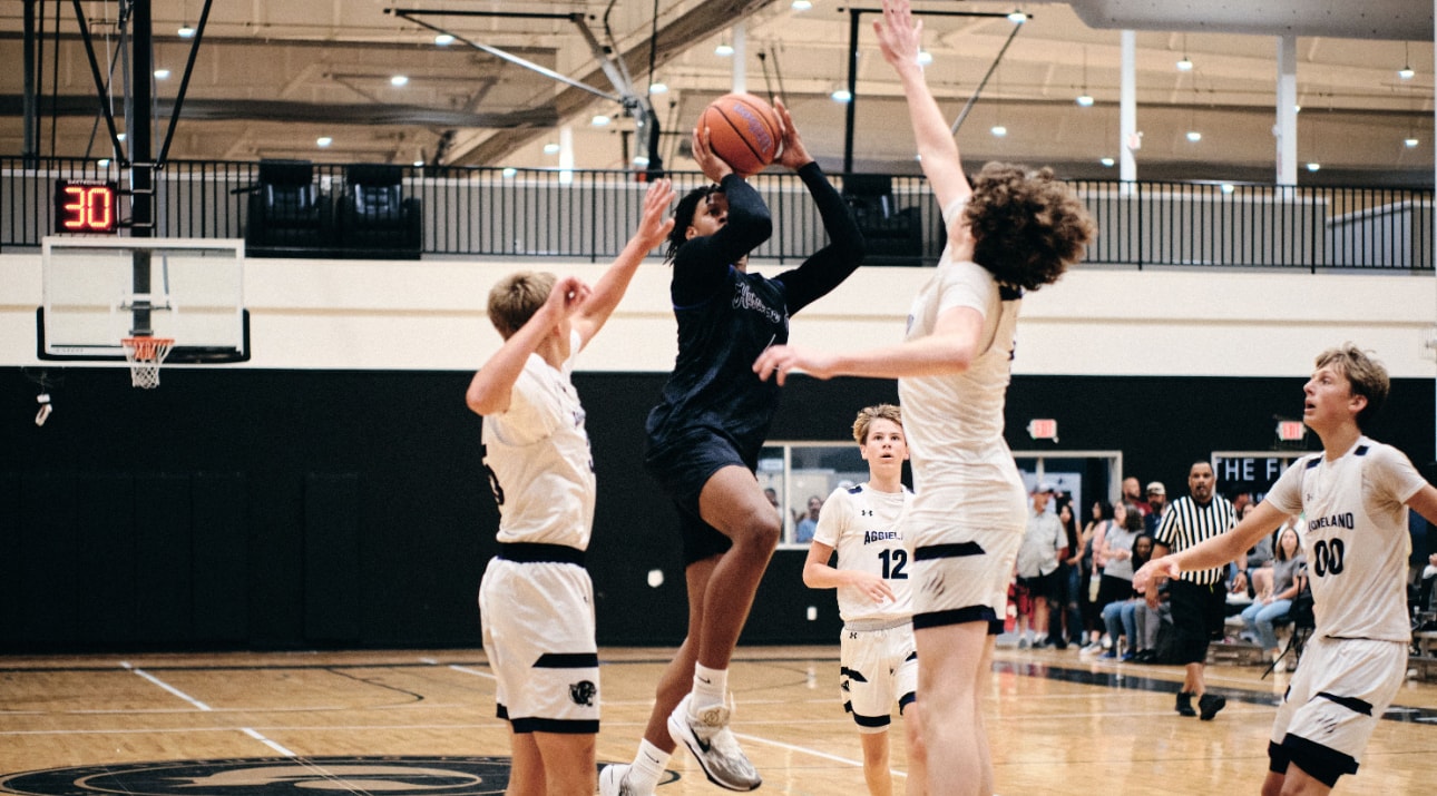Hurricane Elite player contested jump shot